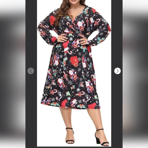 Willotis Christmas Print V Neck Long Sleeve Dress Size XL - Picture 1 of 11